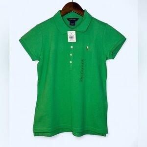 Ralph Lauren Polo Top Short Sleeve in Green Girls Size XL 16 BNWT